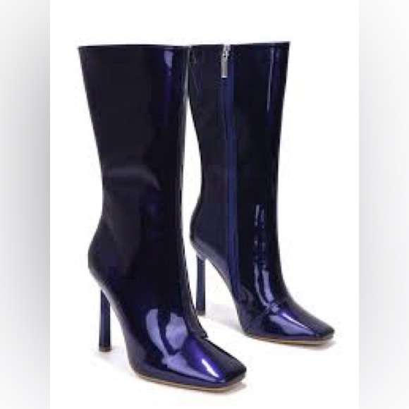 Cape Robbin Shoes - Cape Robbin Shiny Navy Heeled Boots